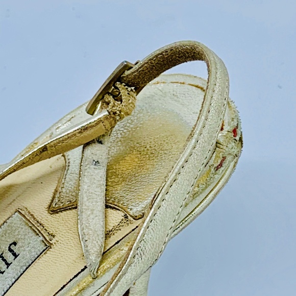 Jimmy Choo: Metallic Gold Lame & Leather, Sandals/ - Picture 12 of 16